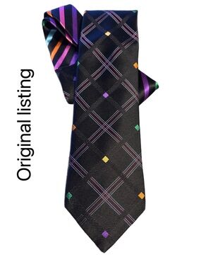Bugatchi Black and Orange Striped Tie